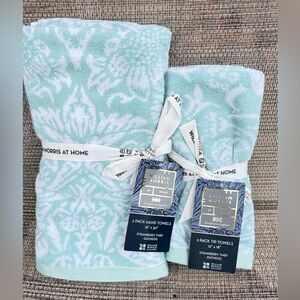 William Morris STRAWBERRY THIEF Duckegg Teal Floral Cotton Hand Tip Towel Set 4